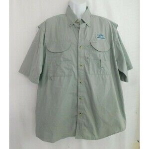 Tiger Hill XL Performance Poplin Vented Shirt Short Sleeve Button Fishing Green